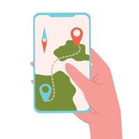 kaart GPS navigatie app, mobiel kaart sollicitatie, smartphone app zoeken kaart navigatie, technologie kaart, navigatie kaarten, GPS volgen, plaats tracker vector
