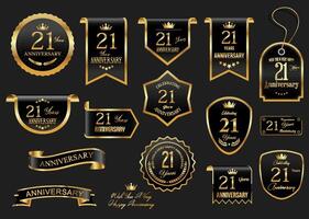 verzameling van verjaardag goud laurier krans badges en etiketten illustratie vector