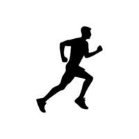 loper silhouet sport werkzaamheid icoon teken of symbool. atleet logo. atletisch sport. jogging of sprinten jongen. marathon ras. snelheid concept. loper figuur vector