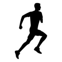 loper silhouet sport werkzaamheid icoon teken of symbool. atleet logo. atletisch sport. jogging of sprinten jongen. marathon ras. snelheid concept. loper figuur vector