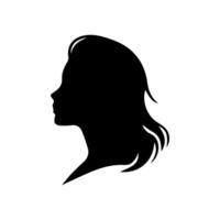 haar- stijl vrouw silhouet, schoonheid gezicht meisje silhouet logo vector