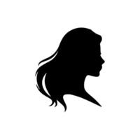 haar- stijl vrouw silhouet, schoonheid gezicht meisje silhouet logo vector