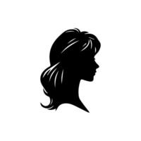 haar- stijl vrouw silhouet, schoonheid gezicht meisje silhouet logo vector