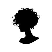 haar- stijl vrouw silhouet, schoonheid gezicht meisje silhouet logo vector