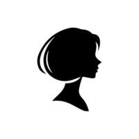 haar- stijl vrouw silhouet, schoonheid gezicht meisje silhouet logo vector