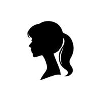 haar- stijl vrouw silhouet, schoonheid gezicht meisje silhouet logo vector