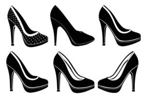 hoog hakken Dames mode schoenen silhouet vector