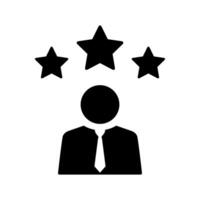 werknemer silhouet avatar icoon met drie sterren. voorbeeldig arbeider concept vector