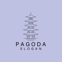 lijn kunst pagode logo icoon ontwerp sjabloon illustratie vector