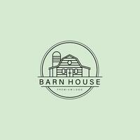 lijn kunst boerderij logo illustratie ontwerp, schuur huis logo ontwerp vector