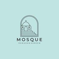 vlak moskee Islamitisch centrum ontwerp lijn kunst illustratie logo vector