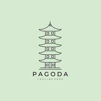 pagode tempel lijn kunst logo icoon ontwerp sjabloon vector