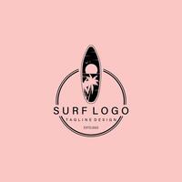 surfing logo wijnoogst embleem voor web ontwerp of afdrukken. surfer logo sjabloon. surfen kenteken. zomer plezier. surfboard elementen. buitenshuis werkzaamheid - instappen Aan golven. vector