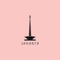 monas Jakarta wijnoogst retro minimalistische logo illustratie ontwerp vector