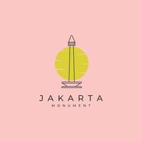 monument nationaal van Jakarta lijn kunst logo illustratie ontwerp, Jakarta mijlpaal symbool vector