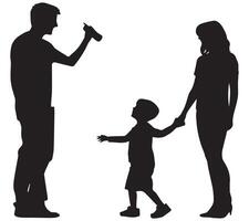 silhouet van familie Aan wit achtergrond. symbool van moeder, vader, zoon, dochter vector
