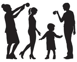 familie silhouet wit achtergrond vector