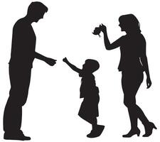 silhouet van familie Aan wit achtergrond. symbool van moeder, vader, zoon, dochter vector