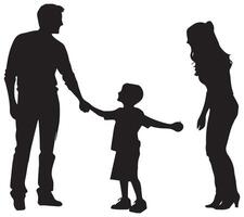 silhouet van familie Aan wit achtergrond. symbool van moeder, vader, zoon, dochter vector