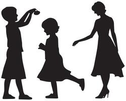 familie silhouet wit achtergrond vector