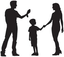 silhouet van familie Aan wit achtergrond. symbool van moeder, vader, zoon, dochter vector