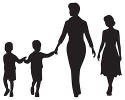 reeks van silhouetten van Dames met kinderen, moeder dag concept vector
