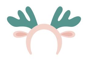 tekenfilm rendier gewei hoofdband. geïsoleerd Kerstmis illustratie Aan wit achtergrond. pastel groen en roze kleuren. schattig medeplichtig voor nieuw jaar partij of Kerstmis decoratie vector