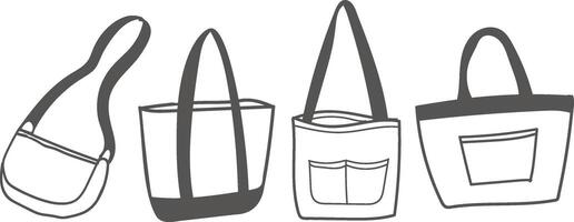 zak illustratie, draagtas, canvas tas, tekening illustratie vector