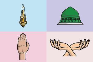 verzameling van Ramadan kareem Islamitisch achtergrond met handen illustratie ontwerp. vector