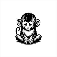 illustratie van aap met zwart lijn tekening vector