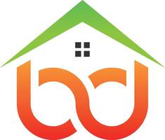 bd brief met huis icoon logo ontwerp vector