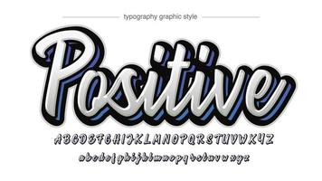wit en blauw modern 3d kalligrafie artistiek lettertype vector