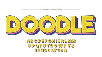 gele doodle kleurrijke schattige cartoon artistiek lettertype vector