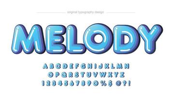 blauw afgerond cartoon artistiek lettertype vector