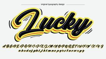 zwart en geel 3d kalligrafie artistiek lettertype vector
