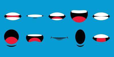 lip synchroniseren, tekenfilm pratend mond illustraties vector