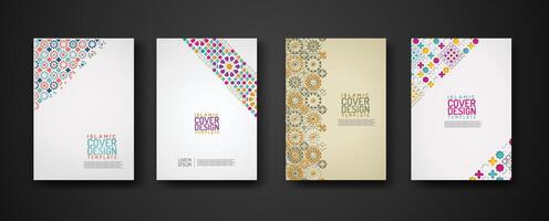 reeks Islamitisch Hoes ontwerp sjabloon met kleurrijk detail en structuur van bloemen mozaïek- Islamitisch kunst ornament. vector