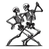 twee skeletten dansen vector