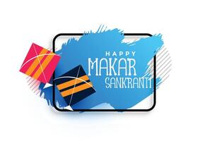 vliegers makar sankranti achtergrond met blauw borstel waterverf beroerte vector