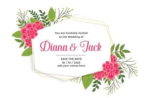 mooi bruiloft kaart uitnodiging met bloem decoratie vector