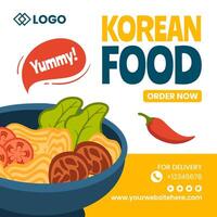 Koreaans voedsel sociaal media achtergrond illustratie vlak tekenfilm hand- getrokken Sjablonen vector