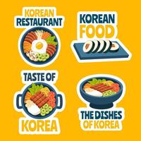 Koreaans voedsel etiket vlak tekenfilm hand- getrokken Sjablonen achtergrond illustratie vector
