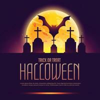 griezelig halloween achtergrond met graf en knuppel vector