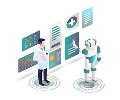 artsen en robots analyseren gezondheidsgegevens