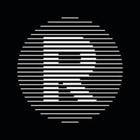 r alfabet brief logo ronde cirkel lijn abstract optisch illusie streep halftone symbool icoon vector