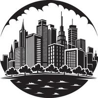 stad horizon logo illustratie zwart en wit vector