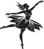 ballet danser silhouet illustratie zwart en wit vector