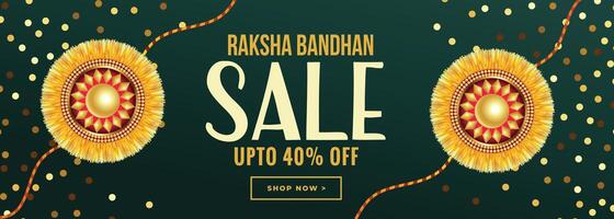 raksha bandhan uitverkoop banier met gouden rakhi polsbandje vector