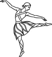 silhouet van een ballerina dansen illustratie zwart en wit vector