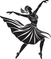 ballet danser silhouet illustratie zwart en wit vector